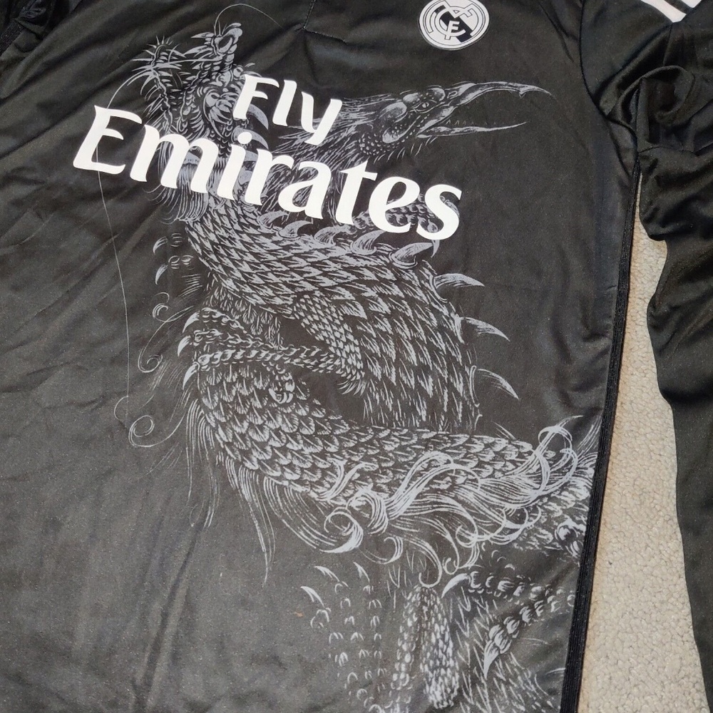 Ronaldo 2014/15 Real Madrid Black Dragon Third Long Sleeve Jersey Size L Men NWT - Picture 5 of 11